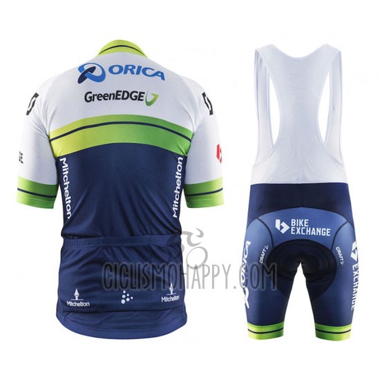 Orica GreenEDGE Cycling Jersey Bib Short 2016 Short Sleeve White and Blue